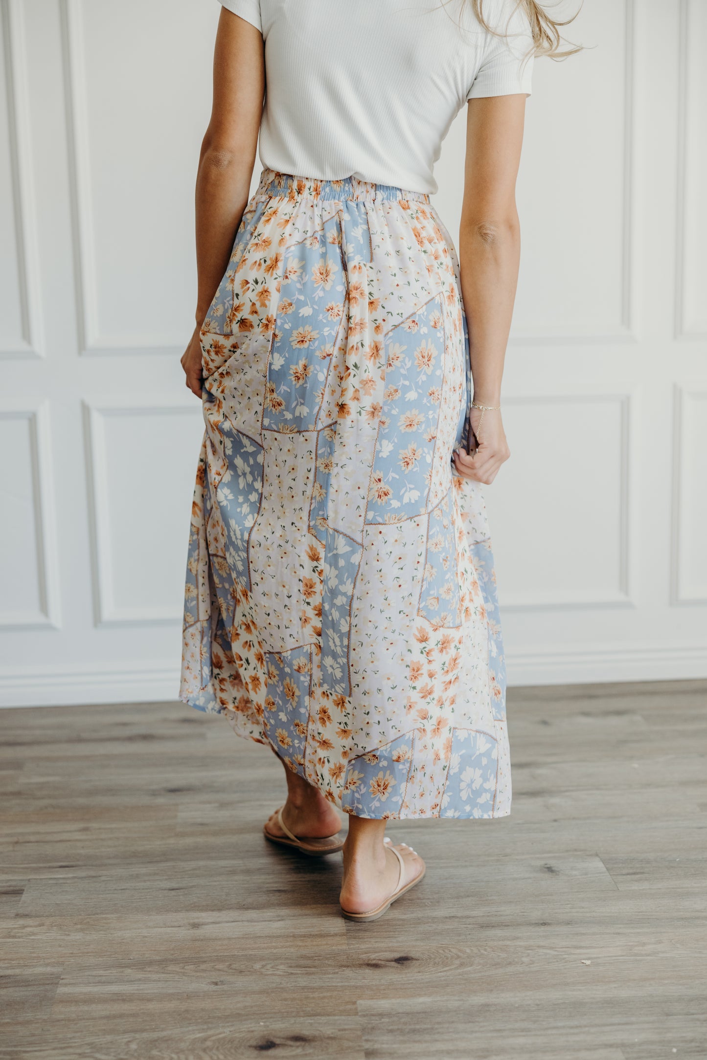 Maxi slip skirt in daffodils dreams