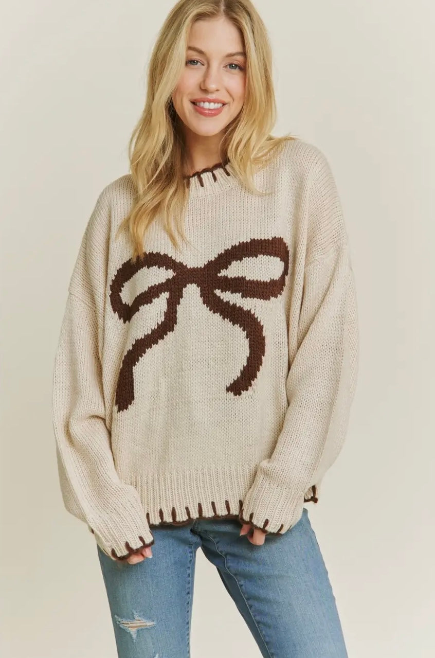 Plus Big Ribbon Print Pullover