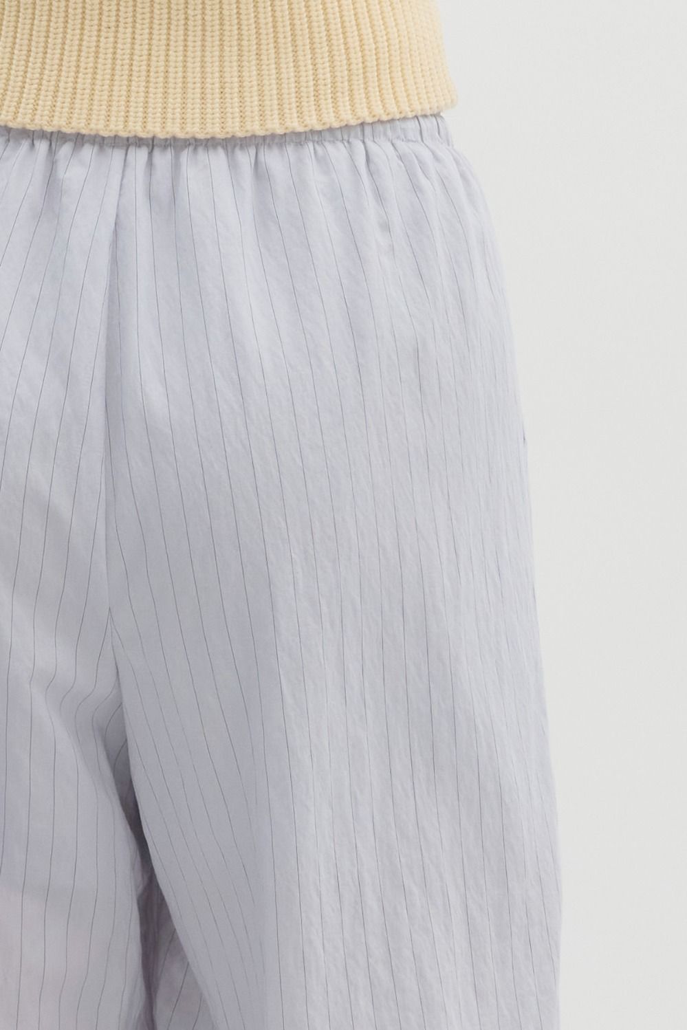 Striped High Waist Hem Drawstring Wide Leg Pull On Pants
