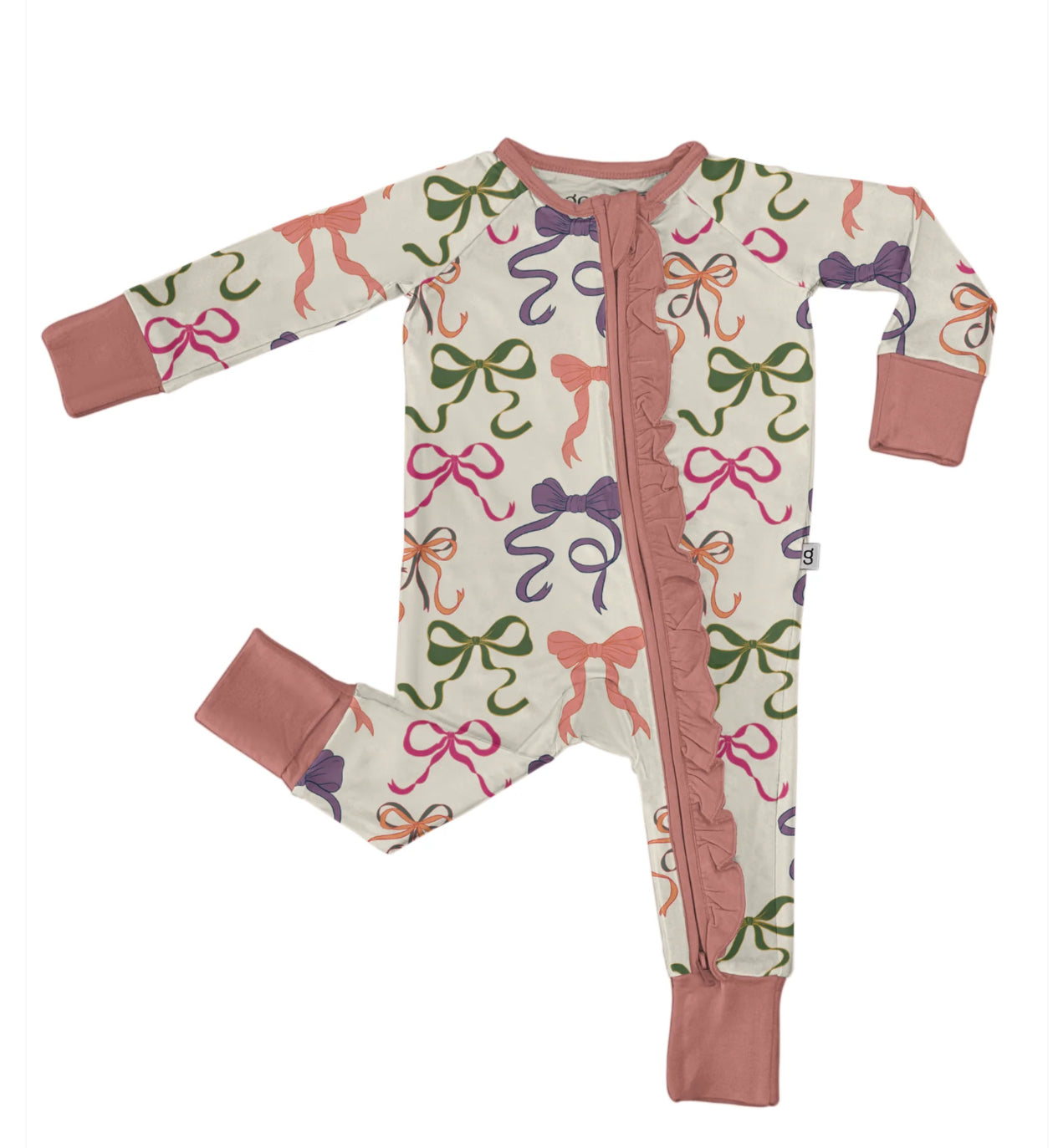 Long Sleeve Zip PJs - Bows