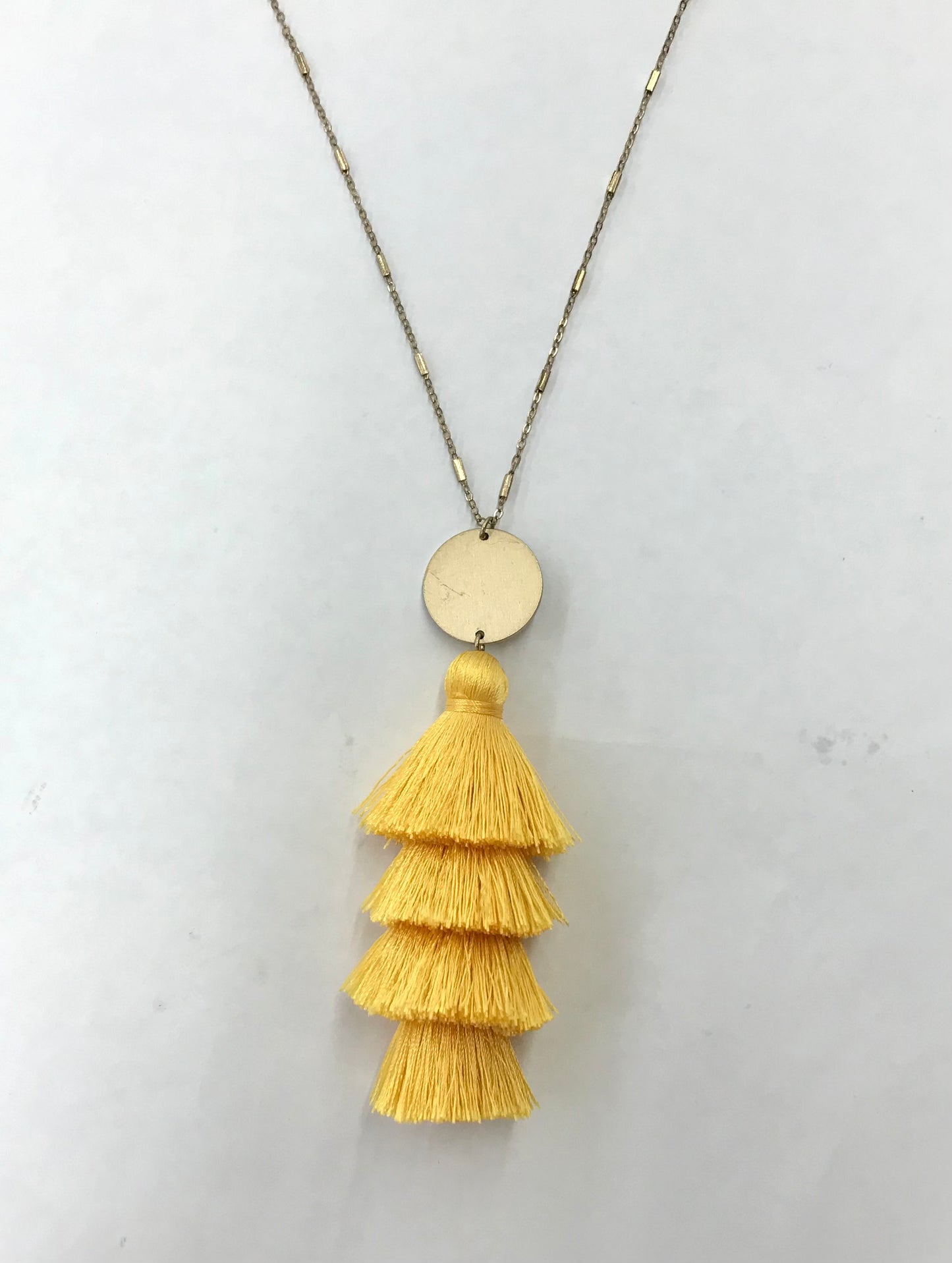Layered Fabric Tassel Necklace
