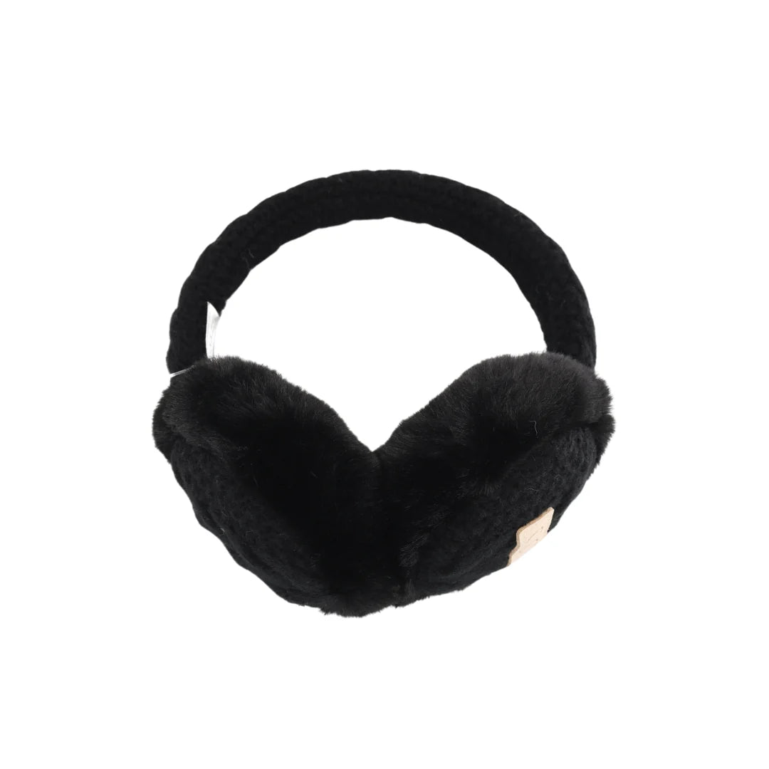 C.C Beanie Kids Cable Knit Faux Fur Earmuffs