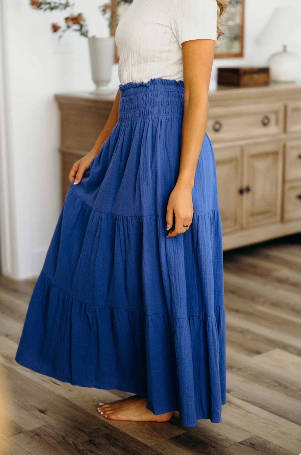 Gauze Maxi Skirt in Cobalt