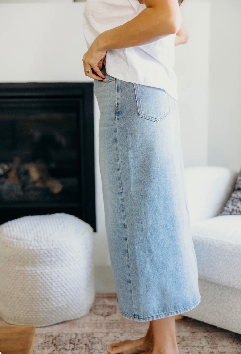 Maxi Denim skirt in faded classic