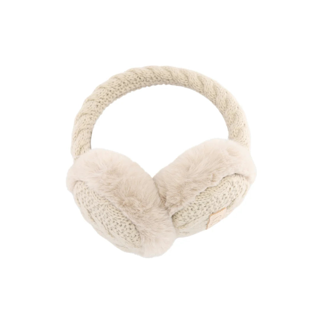 C.C Beanie Kids Cable Knit Faux Fur Earmuffs