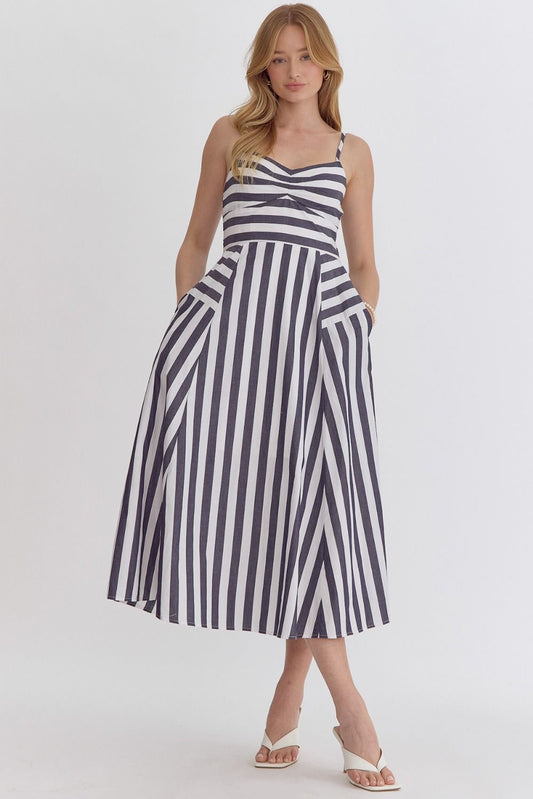 Navy striped dress
