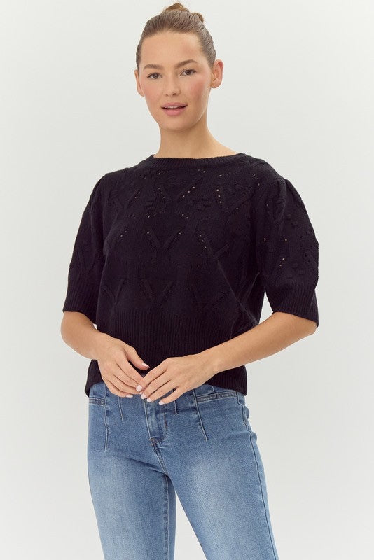 Crochet Puffed Sleeves Top