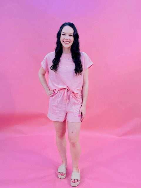 Striped French Terry top and shorts set