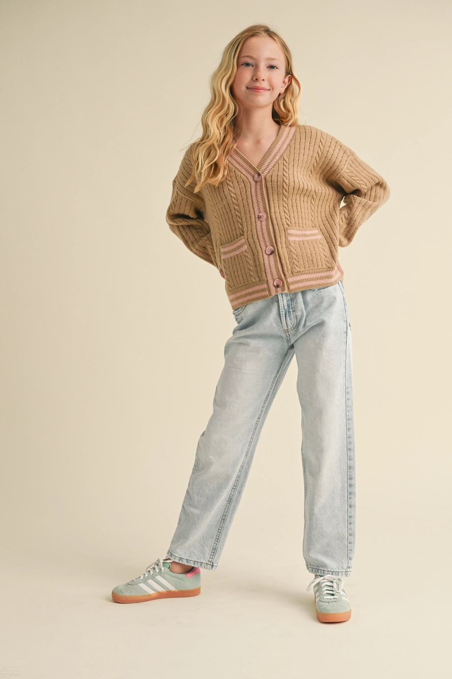 Tween Kids Girls Drop Shoulder Cardigan