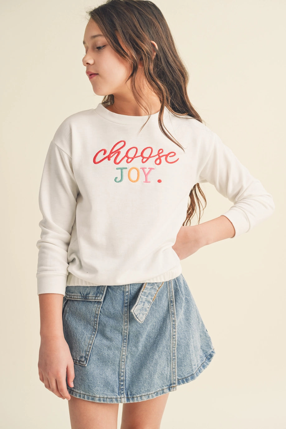 Girls Pull Over Embroidery Sweater