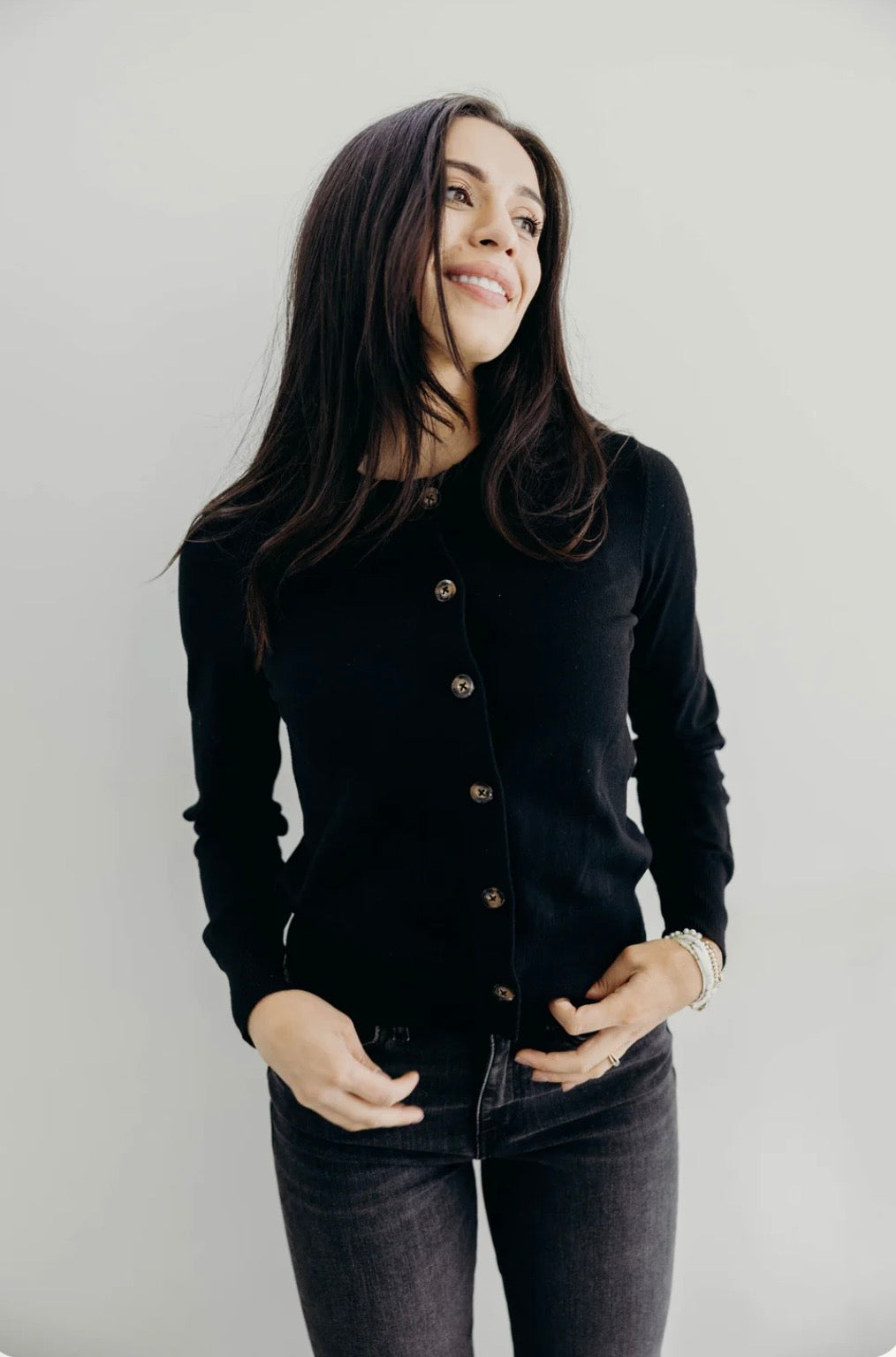 Basic black cardigan in black