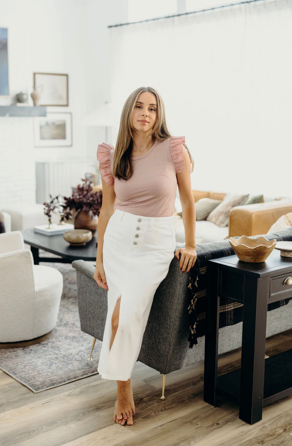 Maxi Denim Skirt in White