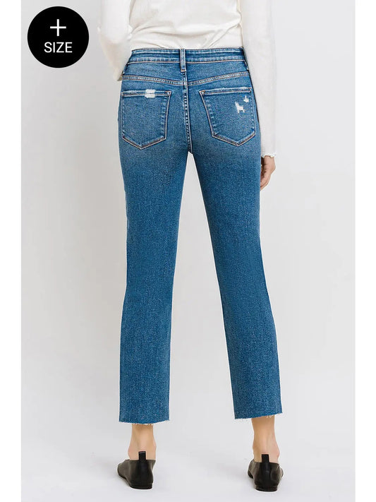 Plus Size High Rise Slim Straight Jeans