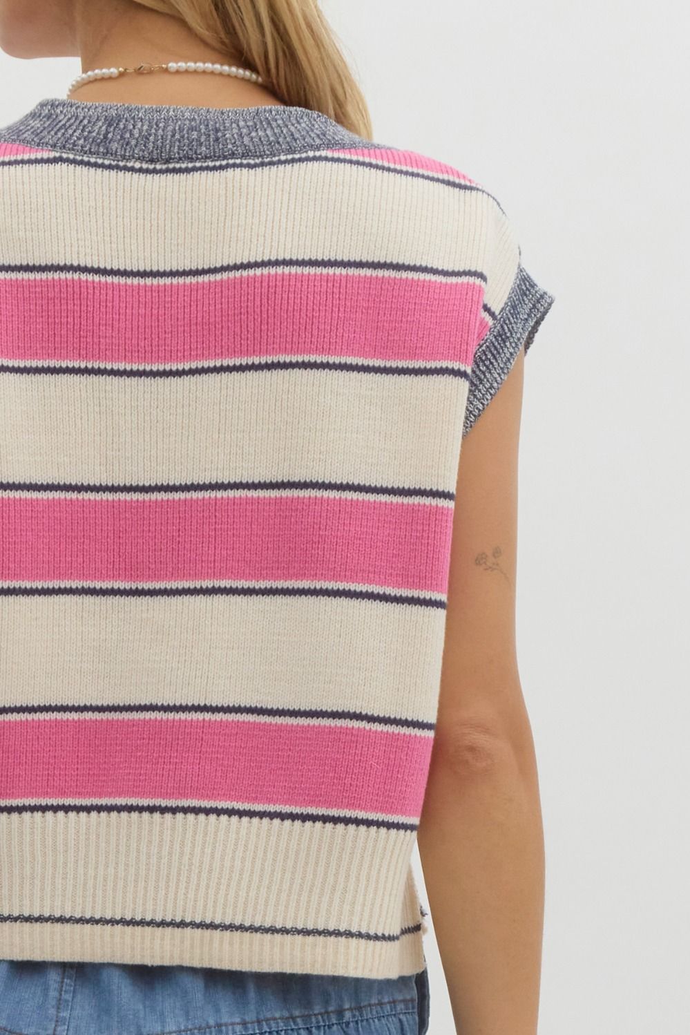 Striped v-neck sweater sleeveless top