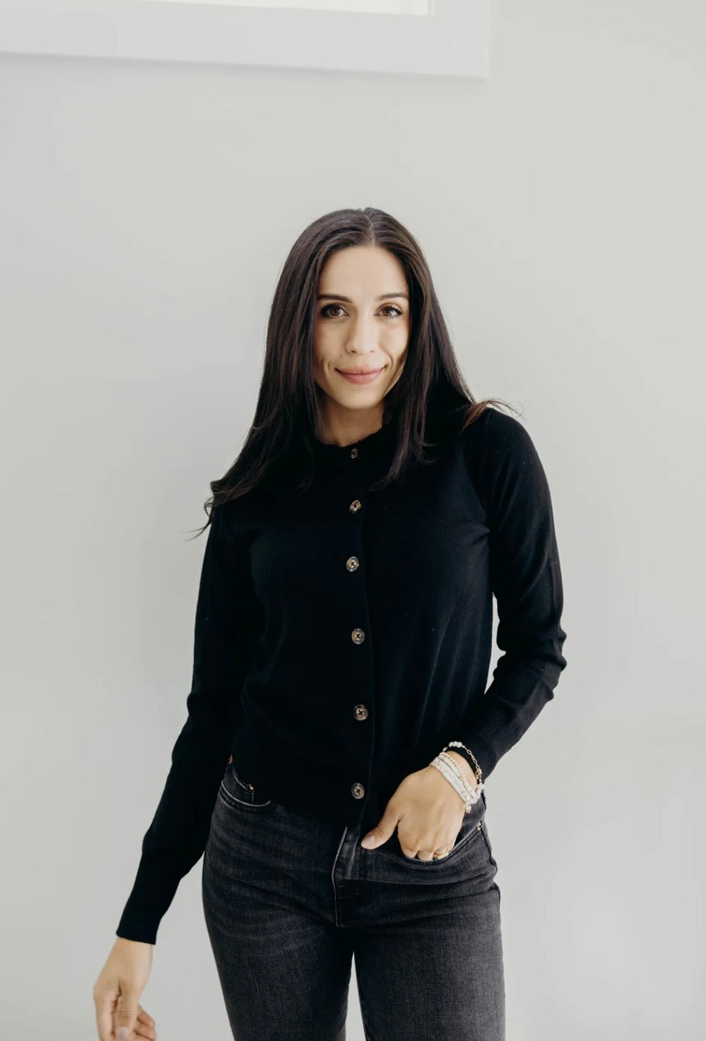 Basic black cardigan in black