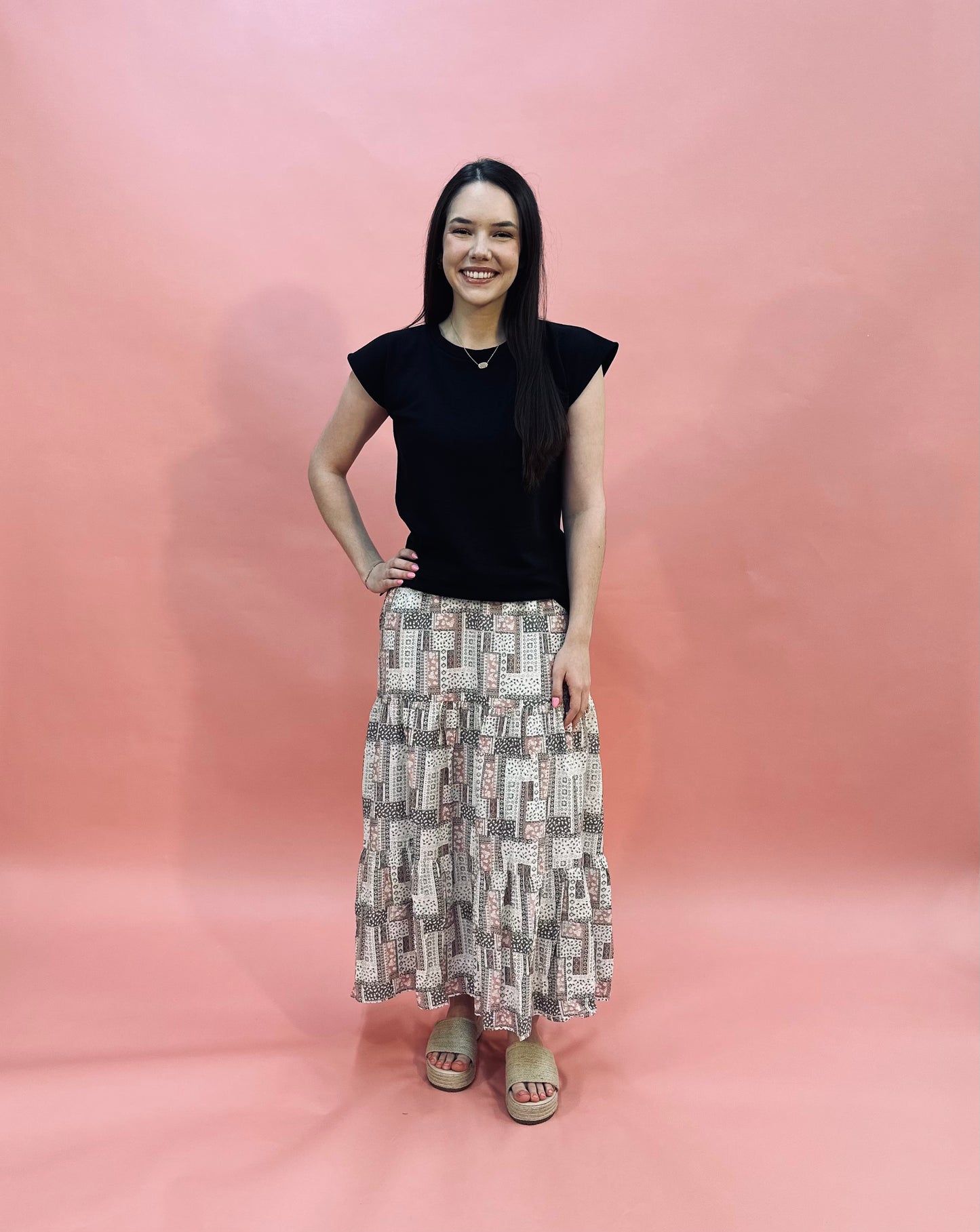 Tiered Boho Patchwork Skirt