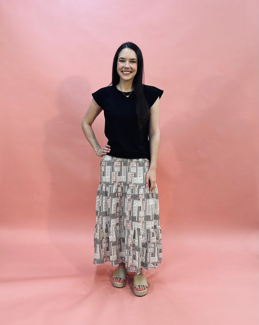 Tiered Boho Patchwork Skirt