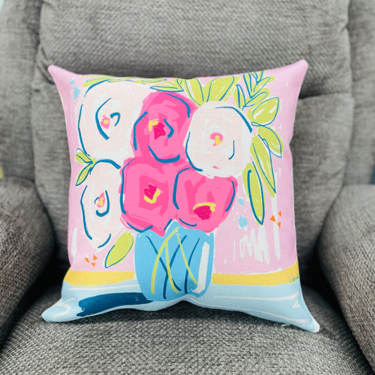 Pink & Poised Floral Square Pillow
