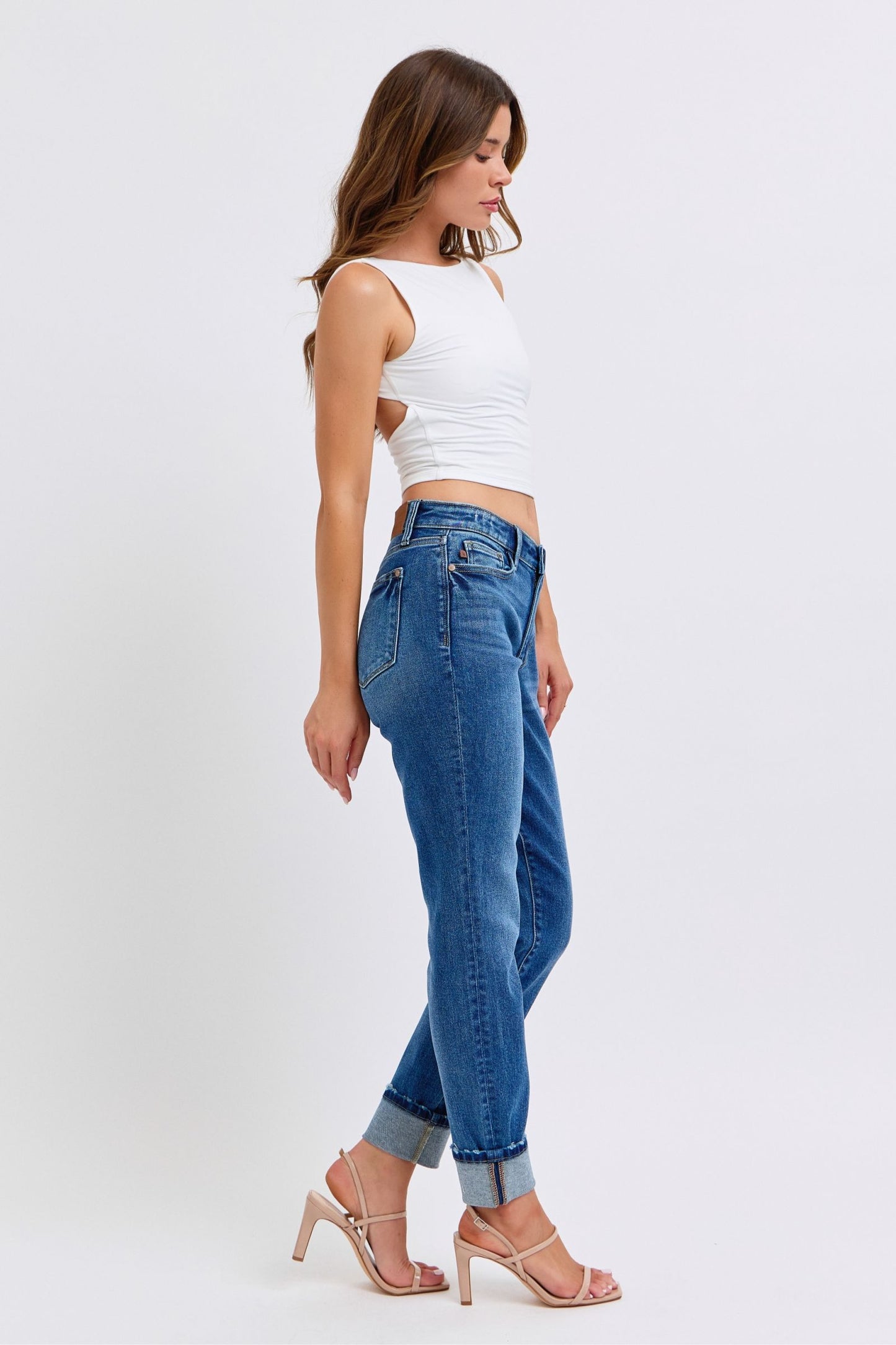 Mid Rise Vintage Wash Boyfriend w/ Cuff