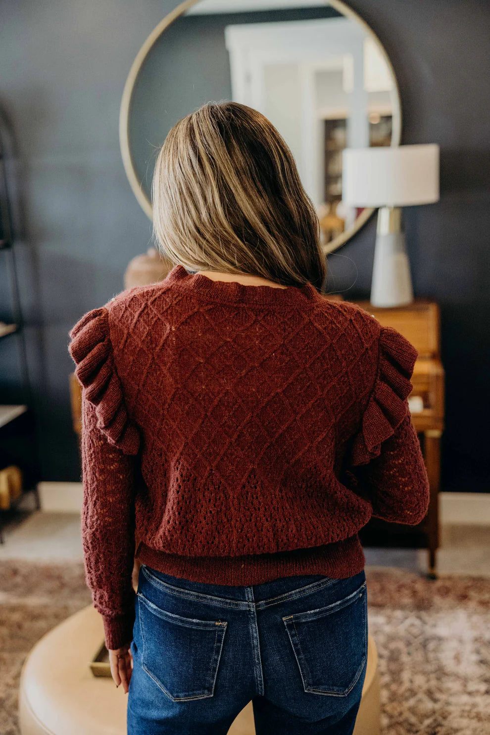 Crochet Cardigan in Bordeaux