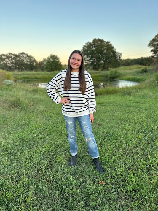 Loose Casual Striped Top