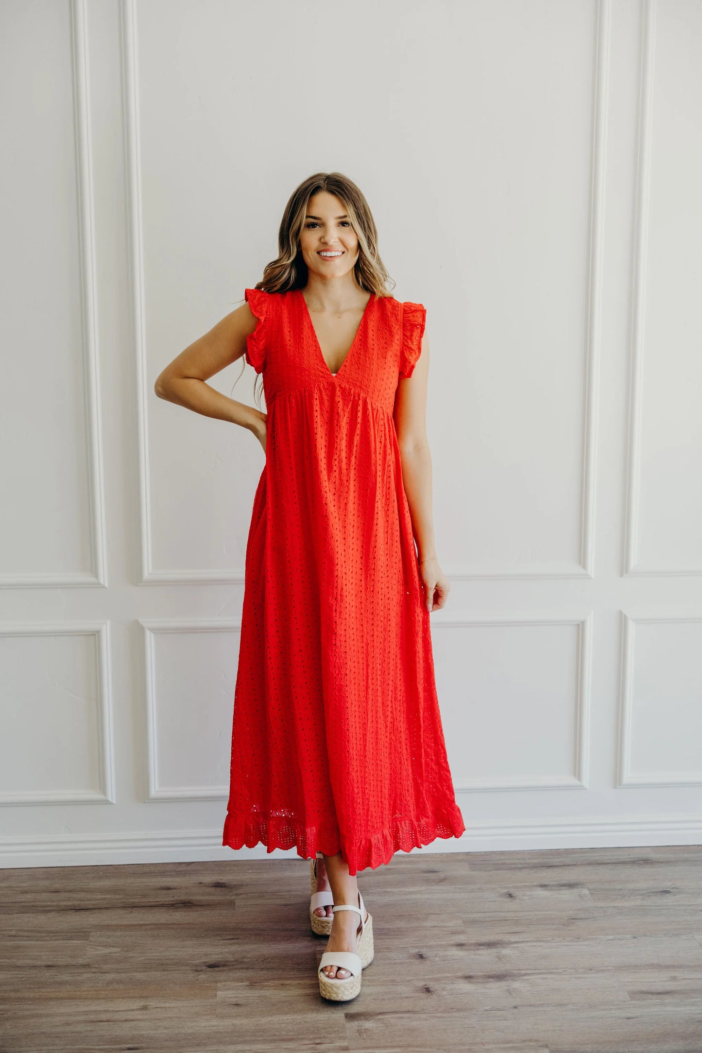 The Dutton Sleeveless eyelet Maxi Dress