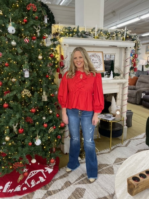 Bow Ties Peplum 3/4 sleeve top