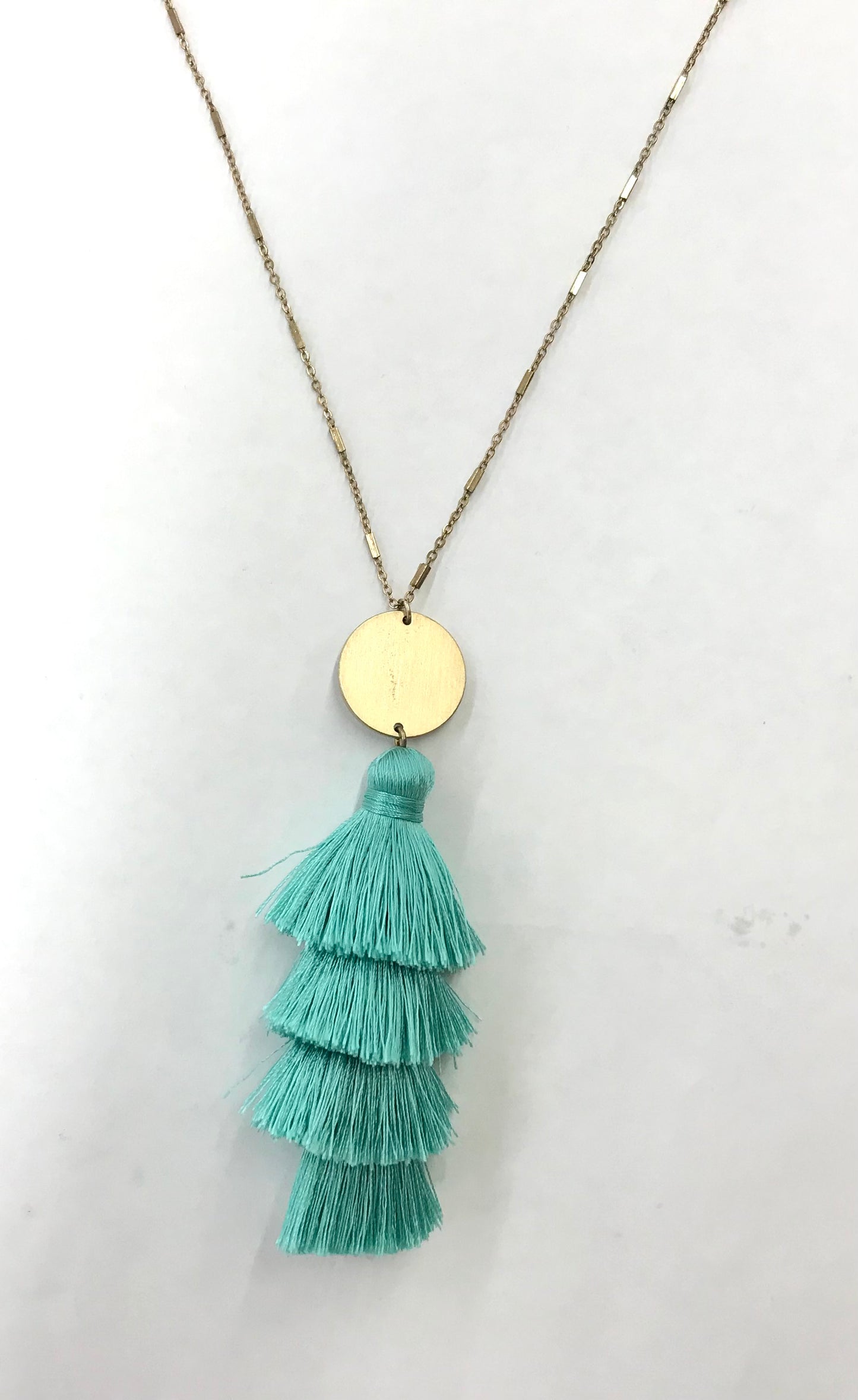 Layered Fabric Tassel Necklace