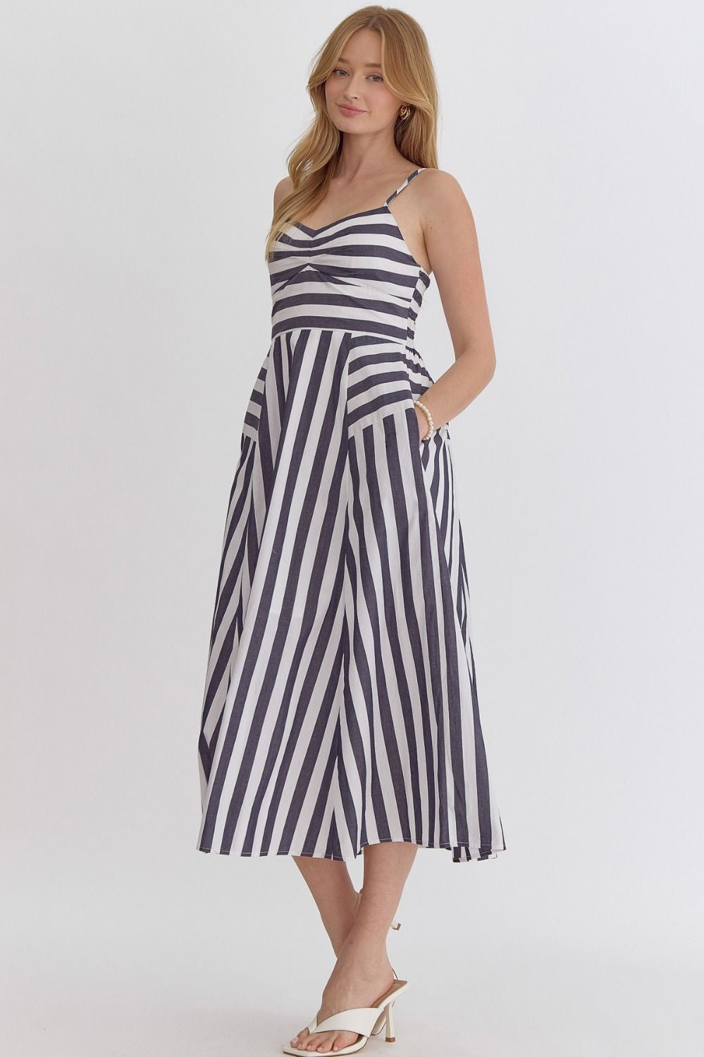 Navy striped dress