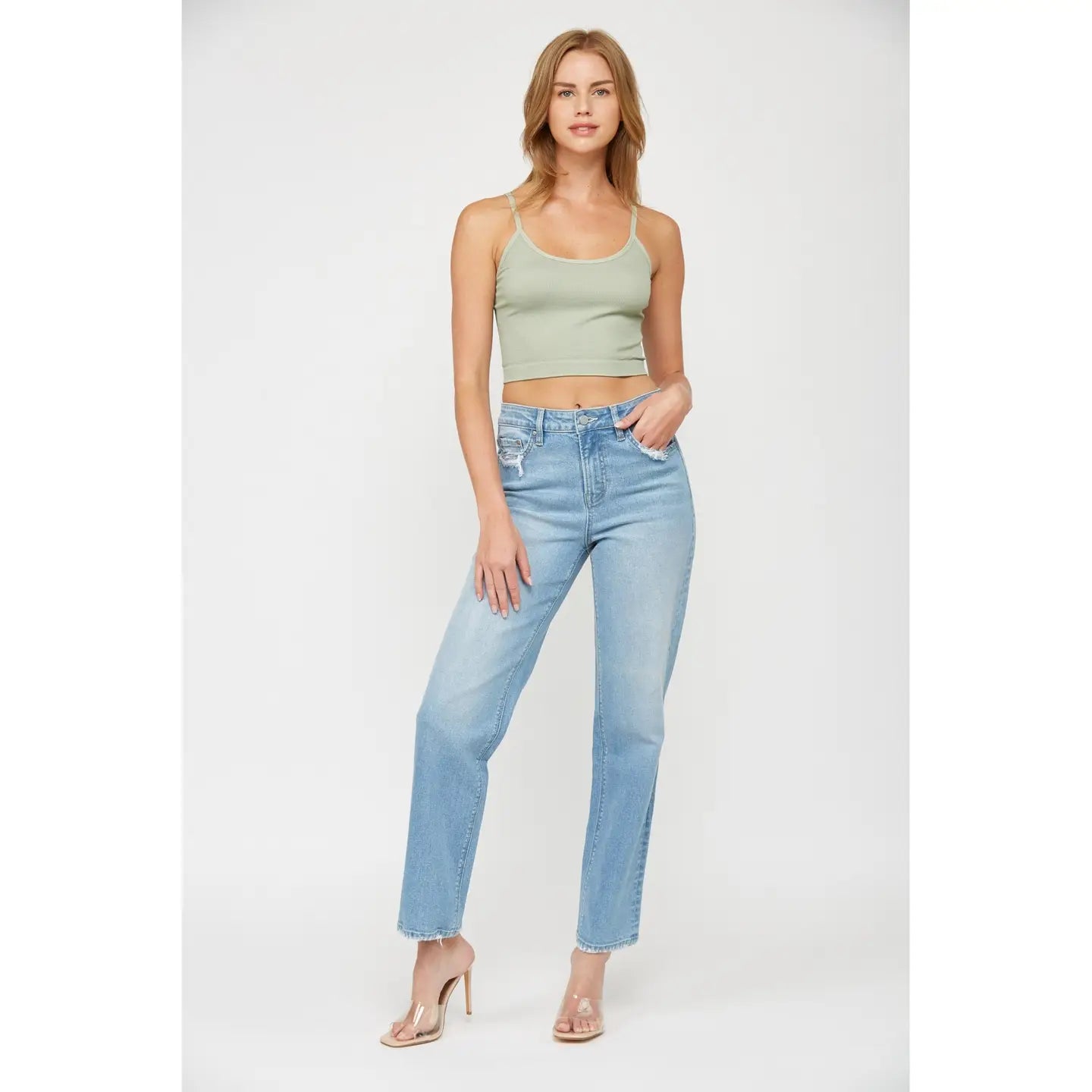 High rise baggy straight