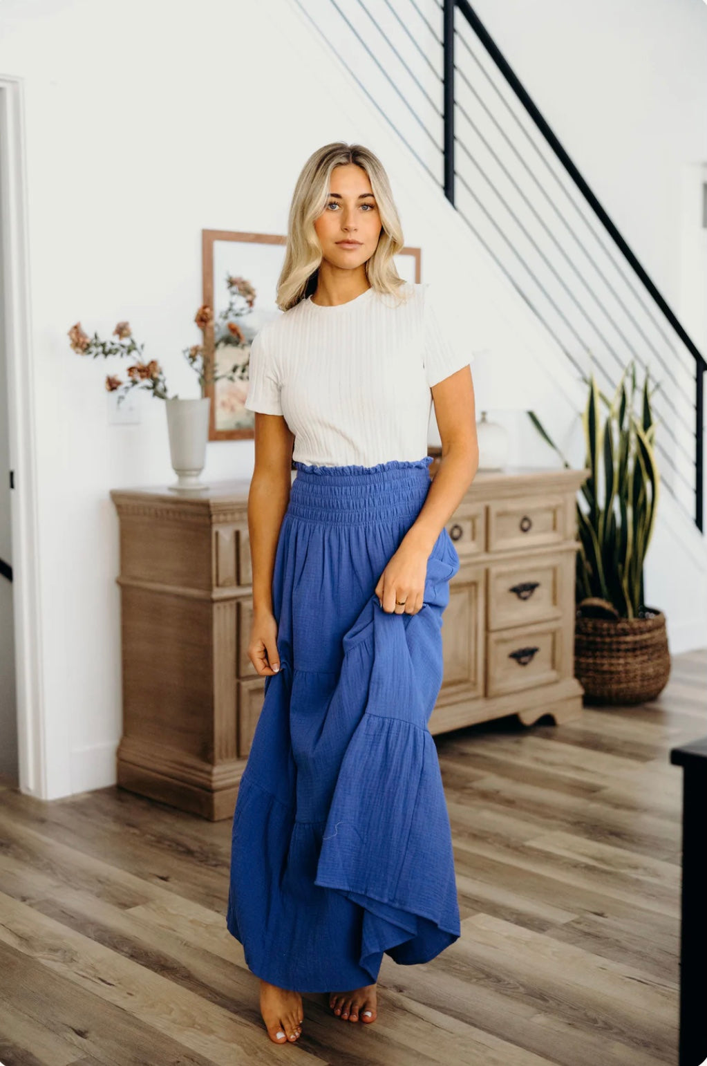 Gauze Maxi Skirt in Cobalt