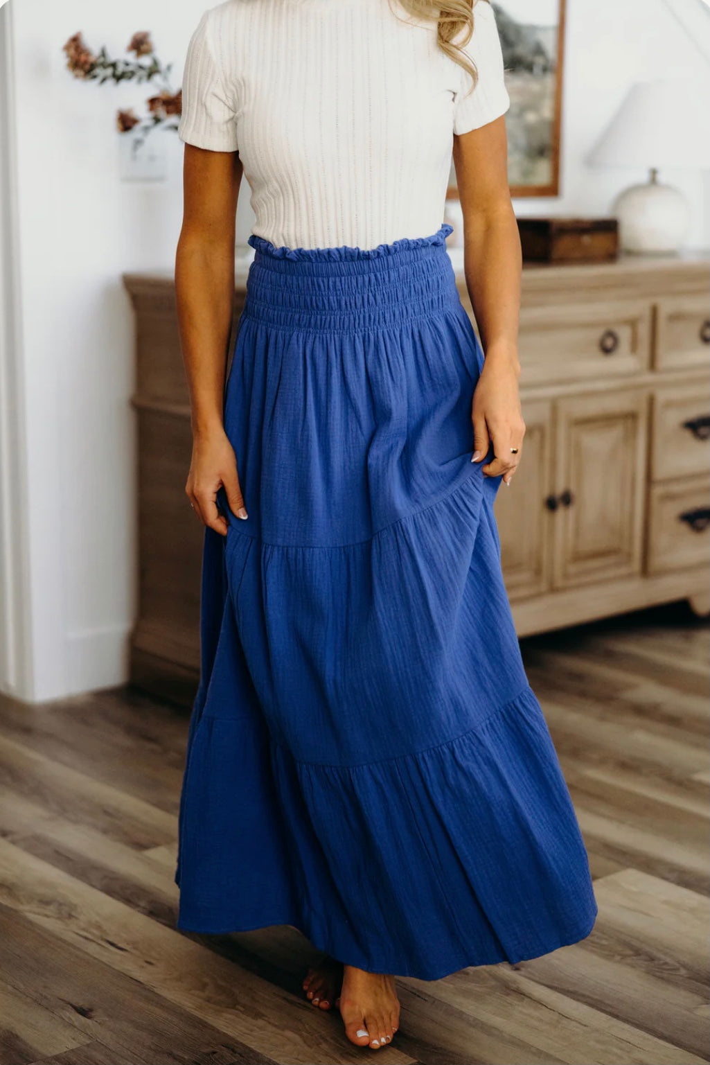 Gauze Maxi Skirt in Cobalt