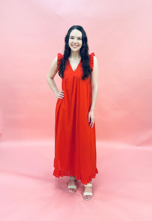 The Dutton Sleeveless eyelet Maxi Dress