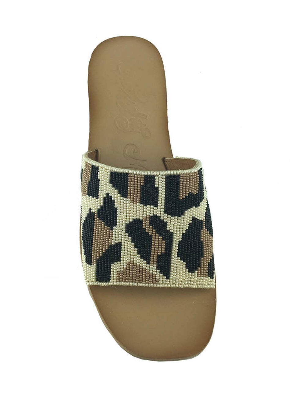 Beaded White Leopard Sandal - Queen of the Jungle