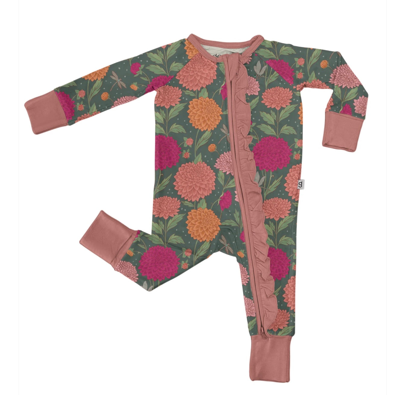 Long Sleeve Zipper PJs Dahlias