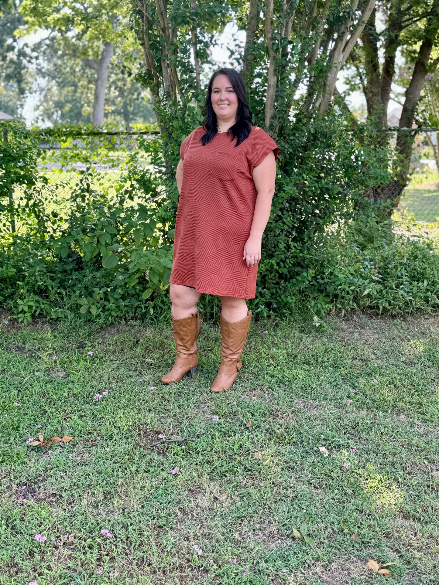 Textured Round Neck Sleeveless Mini Dress w/ Pocketsg
