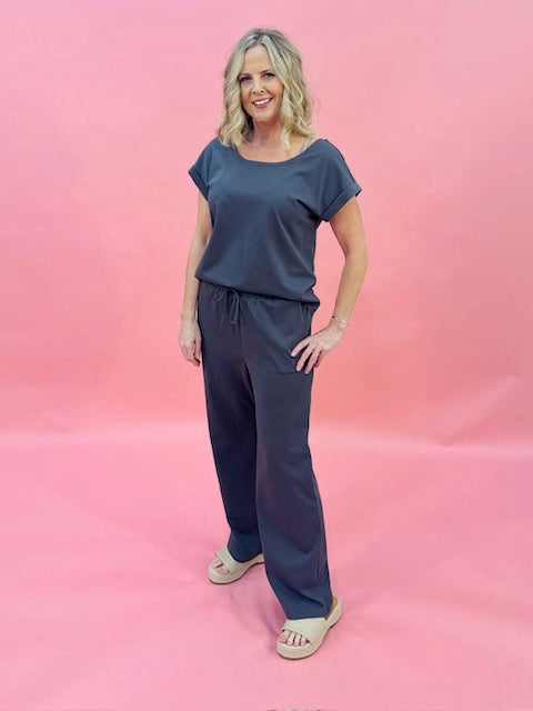 Lounge cuff sleeve tee in moonstone