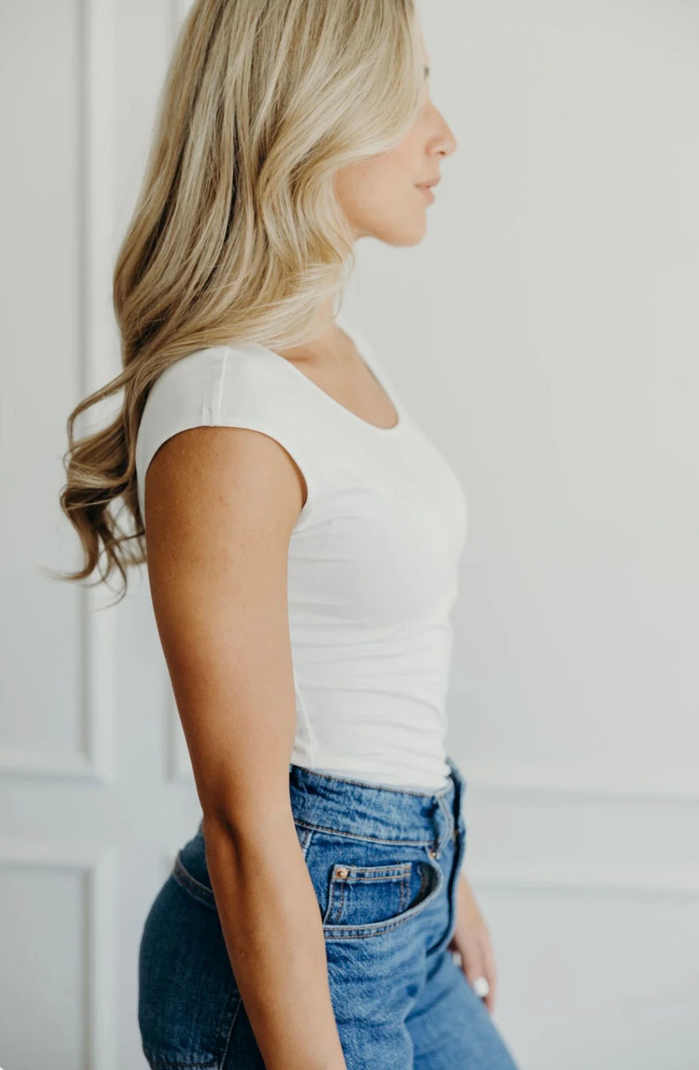 Layering cap sleeve in cream