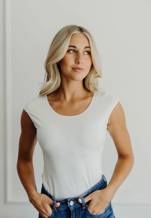 Layering cap sleeve in cream