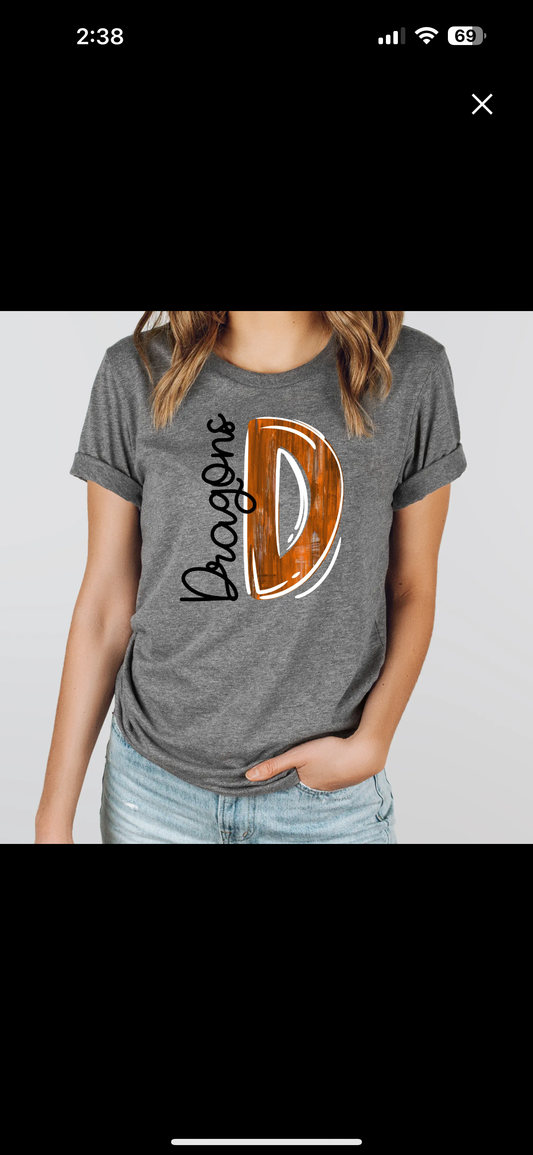 Dragons painted letter spirit shirt
