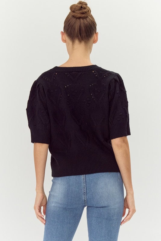 Crochet Puffed Sleeves Top
