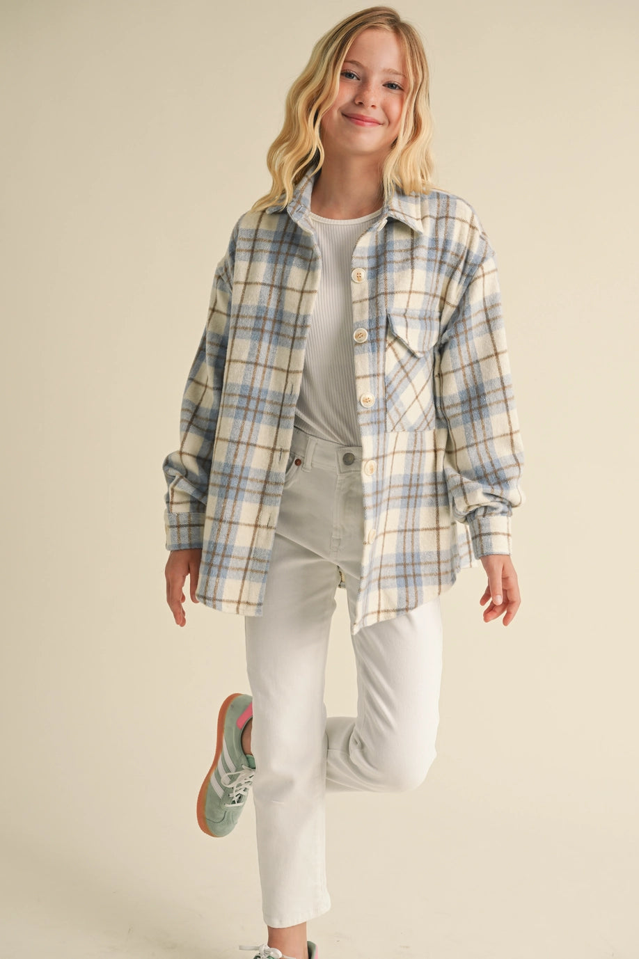 Tween Kids Girls Plaid Shacket