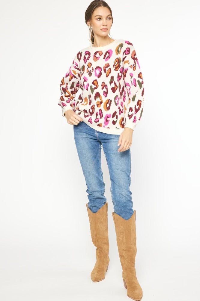 Multi Colored Leopard Print Sweater