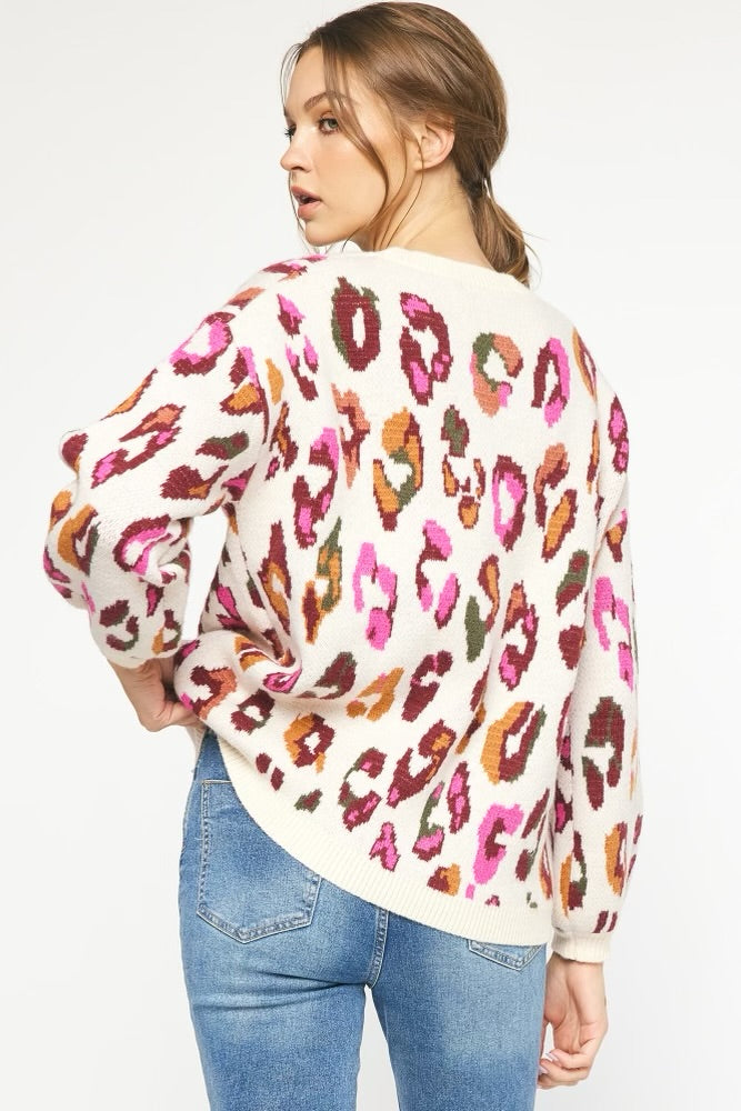 Multi Colored Leopard Print Sweater