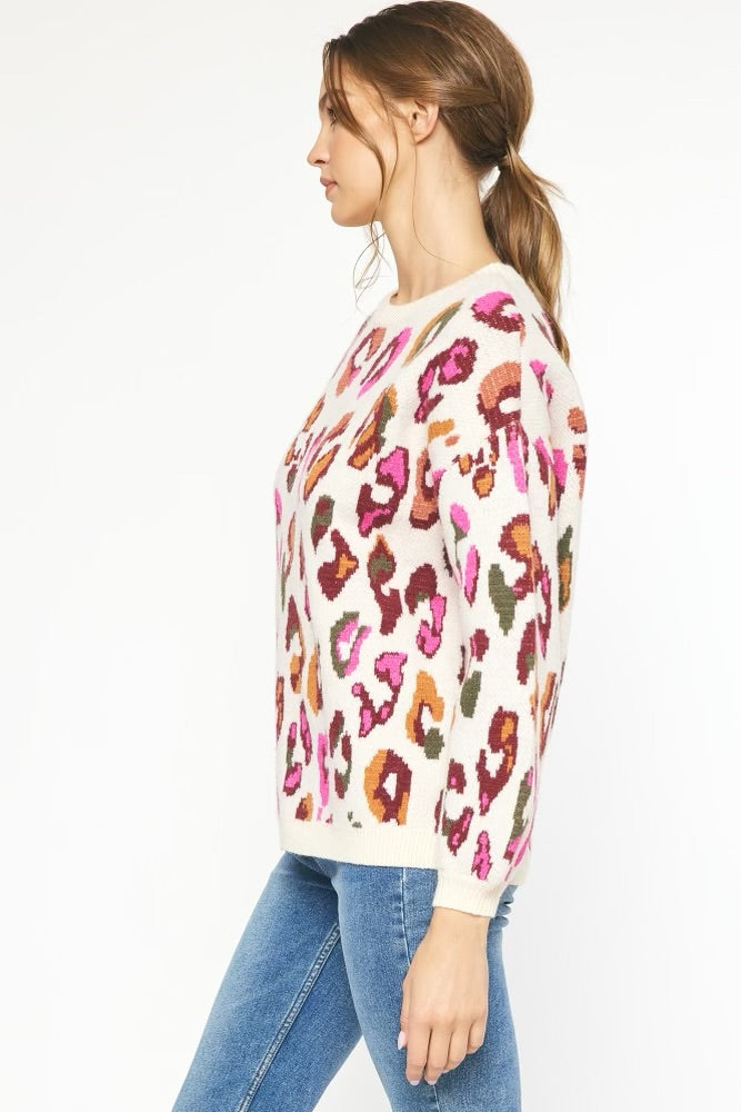 Multi Colored Leopard Print Sweater
