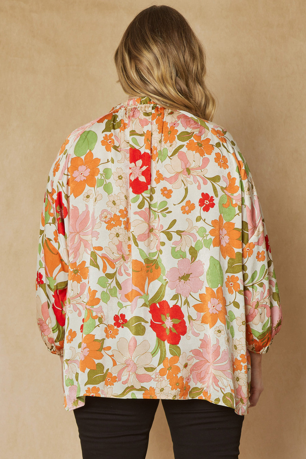Floral Print V-Neck Long Sleeve Top